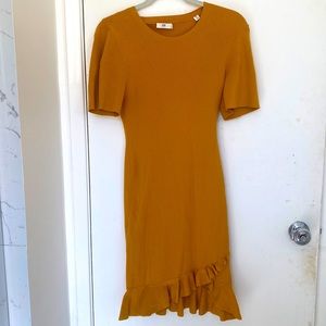 Mustard body on dress with ruffle skirt. Size M ALC